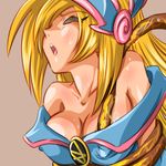  ashi_ura bad_id bad_pixiv_id bare_shoulders blonde_hair breasts cleavage closed_eyes covered_nipples dark_magician_girl duel_monster hair_over_one_eye large_breasts open_mouth pentacle slime sweat tentacles tentacles_under_clothes yuu-gi-ou yuu-gi-ou_duel_monsters 