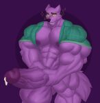  2021 abs anthro areola balls bernard_(ok_k.o.!_lbh) biceps big_balls big_muscles big_penis biped bodily_fluids canid canine canis cartoon_network clothed clothing digital_media_(artwork) erection fur gabgbb genital_fluids genitals hi_res huge_balls huge_muscles huge_penis hyper hyper_balls hyper_genitalia hyper_muscles hyper_penis looking_at_viewer male mammal mostly_nude muscular muscular_anthro muscular_male navel nipples ok_k.o.!_let&#039;s_be_heroes pecs penis precum purple_body purple_fur quads simple_background smile solo thick_thighs triceps vein veiny_penis were werecanid werecanine werewolf wide_hips wolf 