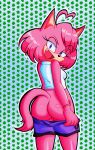  anthro bottomless bottomwear bottomwear_pull butt canid canine canis clothed clothing clothing_pull fan_character female fur hi_res mammal pink_body pink_fur rear_view rnp sega shorts shorts_pull solo sonic_the_hedgehog_(series) wolf 