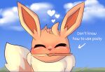  3_toes blush canid canine eevee english_text eti_(utopianvee) feet feral food generation_1_pokemon hi_res male mammal nintendo pocky pokemon pokemon_(species) simple_background sky solo text toes utopianvee 