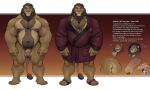  aldrich_haynes_(thepurp) annoyed anthro balls bathrobe belly belly_hair big_penis body_hair butt chest_tuft clothing container cup english_text erection felid flaccid footwear foreskin genitals hi_res jewelry lion male mammal mane mature_male model_sheet musclegut muscular muscular_male necklace nipples nude pantherine pecs penis robe sandals smile solo text thepurp thick_thighs tuft 