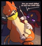  anthro balls bdsm blush bondage bound buizel duo english_text eyes_closed forced generation_4_pokemon genitals handjob infinitydoom male nintendo orange_body penile penis pokemon pokemon_(species) purple_eyes rape sex text weavile yellow_body 