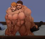  2boys abs absurdres anal arm_hair arms_around_neck avatar_(ff14) bara beard bighaozi black_socks blonde_hair chris_redfield commission completely_nude crossover cum ejaculating_while_penetrated ejaculation erection facial_hair final_fantasy final_fantasy_xiv florid_(blade_florid) handsfree_ejaculation highres kneeling large_pectorals male_focus mature_male multicolored_hair multiple_boys muscular muscular_male mustache nipples nude on_bed original pectorals resident_evil roegadyn second-party_source sex sex_from_behind short_hair smirk socks stomach stuffed_animal stuffed_shark stuffed_toy sweat thick_eyebrows tongue tongue_out torogao two-tone_hair uncensored yaoi 