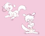  ambiguous_gender anus bandage canid canine canis clothed clothing diaper domestic_dog feral fur hi_res labbit1337 mammal pink_background simple_background smoking solo wearing_diaper white_body white_fur wynter_(fr34kpet) young 