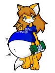  anthro barefoot canid canine cookie feet female food fox huge_belly inari_tai mammal pantsless pregnant pregnant_female saburox solo 