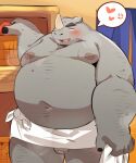  &lt;3 0119_muu 2023 anthro blush detailed_background genitals grey_body hi_res kemono male mammal moobs navel nipples overweight overweight_male penis rhinoceros solo towel 