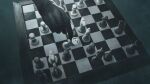  1other 7hertz ambiguous_gender arknights bishop_(chess) black_gloves board_game chess chess_piece chessboard chinese_commentary commentary_request doctor_(arknights) gloves highres king_(chess) knight_(chess) pawn_(chess) playing_chess rook_(chess) solo upper_body 