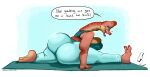  absurd_res anthro big_butt bottomwear brachiosaurid brachiosaurus butt clothing dinosaur female gertie_(rubbish_chameleon) hi_res huge_butt leggings legwear pants reptile rubbish_chameleon sauropod scalie solo stretching tight_bottomwear tight_clothing yoga_pants 