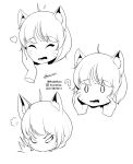  1girl absurdres ahri_(league_of_legends) angry animal_ears bangs biting black_hair cheek_pinching cheek_pull confused facial_mark fox_ears fox_girl hand_on_another&#039;s_cheek hand_on_another&#039;s_face highres kitsune kumiho league_of_legends lineart looking_at_viewer open_mouth pinching rude_ruin smile whisker_markings 