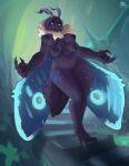 abdominal_bulge absurd_res anthro arthropod big_breasts blue_eyes breasts butt crossed_legs du_amae female hi_res insect lepidopteran molie moth smile solo wide_hips wings 