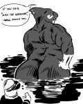  2023 angry anonymous_artist anthro anthro_focus big_butt biped black_and_white bold_text butt cetacean clothed clothed/nude clothed_human clothed_human_nude_anthro clothed_male clothed_male_nude_female clothing countershade_face countershade_hands countershading dc_comics dialogue digital_drawing_(artwork) digital_media_(artwork) dolphin duo empty_eyes english_text faceless_character faceless_human faceless_male female female_focus fin fingers hand_on_hip hand_on_own_hip hat headgear headwear hi_res human humanoid_hands larger_anthro larger_female looking_at_another looking_back male mammal marine monochrome muscular muscular_anthro muscular_arms muscular_female nude nude_anthro nude_female oceanic_dolphin orca orca_(dc) partially_submerged sailor sharp_teeth size_difference sketch smaller_human smaller_male solo_focus speech_bubble standing standing_in_water surprise teeth text text_emphasis toothed_whale water 