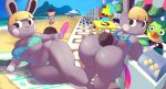  2023 absurd_res aerth animal_crossing avian beak bear big_butt bonbon_(animal_crossing) butt clothing digital_media_(artwork) female fingers food group hair hi_res june_(animal_crossing) lagomorph leporid mammal mountain nintendo outside popsicle rabbit 