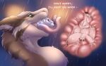  anthro bear bodily_fluids bulge dragon drooling duo eating feral forked_tongue fur griseo hi_res male mammal open_mouth organs overweight raining saliva simple_background soft_vore stomach stripes tail tongue vore 