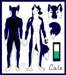  2012 4_toes 5_fingers abs alonelywolf anthro blue_body blue_fur border cale_(alonelywolf44) canid canine canis digitigrade feet fingers fur green_eyes hi_res looking_at_viewer male mammal model_sheet nude paws pecs simple_background solo toes white_background white_body white_fur wolf 