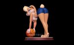  3d_(artwork) anthro ball basketball_(ball) bent_over blonde_hair bottomwear clothed clothing digital_media_(artwork) female gloves hair handwear hi_res lagomorph leporid lola_bunny looking_at_viewer looking_back looney_tunes mammal nonotoys pinup pose rabbit raised_tail shorts solo tail warner_brothers 