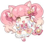 1other :3 :d ;3 ;d animal_ears bangs bell blunt_bangs blush_stickers bow bow_legwear bowtie brooch bubble_skirt cat_ears cat_other cat_tail chibi commission dot_nose footwear_bow gloves gradient_hair hair_bow hair_ornament hands_up highres holding holding_wand inocheese jewelry leg_up long_hair magical_star_(millie_(mahoustars)) multicolored_hair neck_bell one_eye_closed original other_focus overskirt pantyhose pink_bow pink_bowtie pink_footwear pink_hair pink_pantyhose pink_sailor_collar pink_skirt puffy_short_sleeves puffy_sleeves sailor_collar second-party_source shirt shoes short_sleeves sidelocks simple_background skeb_commission skirt smile solo star_(symbol) star_hair_ornament star_in_eye striped striped_pantyhose suspenders symbol_in_eye tail transparent_background twintails very_long_hair wand wavy_hair white_gloves white_shirt white_skirt wing_hair_ornament yellow_eyes 