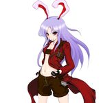  animal_ears bunny_ears cosplay dante_(devil_may_cry) dante_(devil_may_cry)_(cosplay) devil_may_cry devil_may_cry_3 flat_chest highres purple_hair red_eyes reisen_udongein_inaba sasaae_(artist) solo touhou 