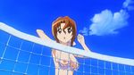  bikini breasts brown_hair hayate_no_gotoku! maria maria_(hayate_no_gotoku!) nipples swimsuit volleyball volleyball_net wardrobe_malfunction 
