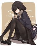  bag black_hair black_legwear cardigan copyright_request crotch_seam english enpera glasses ina_(gokihoihoi) loafers panties panties_under_pantyhose pantyhose pantyshot pantyshot_(sitting) plaid plaid_scarf romaji scarf school_bag shoes sitting skirt solo thighband_pantyhose underwear upskirt white_panties 