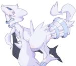  ambiguous_gender black_sclera blue_eyes claws collar full_body fur legendary_pok&eacute;mon mammal nintendo pok&eacute;mon pok&eacute;mon_(species) pok&eacute;morph reshiram shin_(artist) simple_background solo video_games white_background white_fur 