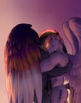  anthro beautiful_background bgn demigod duo embrace eros_(bgn) existential_panache_(oc) feathers frottage glowing griffequus hi_res hug male male/male sex tender wings 