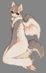  anthro avian barn_owl bird blush blush_lines butt hi_res hybrid looking_away male masked_owl mmhorrors nude owl shy sitting solo tail tytonid wings 