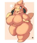  big_breasts big_butt breasts butt featureless_breasts female fur generation_9_pokemon hands_on_hips hi_res huge_breasts huge_butt huge_thighs kemono neck_tuft nintendo one_eye_closed one_leg_up orange_body orange_fur pawmot pokemon pokemon_(species) raised_leg simple_background solo steve1_(artist) tail thick_thighs tuft wide_hips wink 