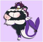  anthro bell bell_collar big_breasts blue_tongue breast_expansion breasts butt_wings cat_lingerie clothing collar colored_sketch curvy_figure expansion female fish green_eyes hellisreal hi_res huge_breasts legwear lingerie marine nipple_outline nipple_piercing nipple_slip nipples piercing purple_body purple_skin scar shark simple_background sketch slightly_chubby solo tail thick_thighs thigh_highs tongue torn_clothing voluptuous wardrobe_malfunction wide_hips wings zachary_(starthemadman) 