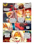  absurd_res anthro anthrofied arcanine canid canine clothed clothing comic digital_media_(artwork) duo dylan_(zourik) english_text generation_1_pokemon generation_7_pokemon growlithe hi_res leo_(zourik) male male/male mammal multiple_scenes muscular muscular_anthro muscular_male nintendo open_mouth pokemon pokemon_(species) text tongue torracat yellow_eyes zourik 