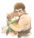  anthro bodily_fluids brown_hair crave_saga duo embrace eyebrows eyes_closed garouzuki hair hi_res hug human male mammal orto_(crave_saga) size_difference sleeveless_shirt tears thick_eyebrows unknown_species wings 