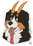  anthro bernese canid canine canis cerbernese cerberus claws domestic_dog european_mythology feral greek_mythology hi_res horn icon kaion kaionart mammal molosser mountain mountain_dog multi_head mythology necktie solo swiss_mountain_dog tongue 