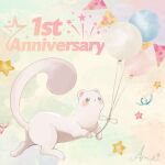  1other anniversary ave_artwork balloon blush ermine looking_at_viewer no_humans nu_carnival star_(symbol) topper_(nu_carnival) weasel 