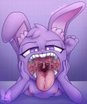  absurd_res breasts female female_pred hi_res invalid_tag mouth_shot nipples nsfw open_mouth purple_bunny small_breasts vore 