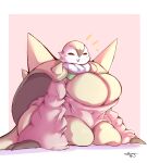  :3 ^_^ anthro baggy_clothing baggy_sweater baggy_topwear bar_emanata big_breasts big_claws biped border bottomless bottomless_anthro bottomless_female breasts cheek_tuft chesnaught claw_fingers claws cleavage cleavage_cutout clothed clothing colored curvy_figure cute_fangs digital_media_(artwork) emanata eyelashes eyes_closed facial_markings facial_tuft female finger_claws forehead_markings front_view full-length_portrait fur generation_6_pokemon green_body green_claws green_tail happy head_markings hi_res huge_breasts kemono kneeling mammal markings multicolored_body multicolored_tail neck_tuft nintendo open_:3 open_mouth open_smile pink_background pink_clothing pink_nose pink_sweater pink_topwear pokemon pokemon_(species) portrait scales seiza shaded shell signature simple_background sitting smile solo spiked_shell spikes spikes_(anatomy) steve1_(artist) sweater tail thick_thighs three-quarter_view topwear tuft two_tone_tail voluptuous white_body white_border white_fur wide_hips yellow_body yellow_scales yellow_tail 