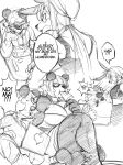  anthro bear big_breasts breasts canid canine claws comic female giant_panda group hi_res humanoid male mammal maxx_(nsartist) monochrome muscular muscular_arms muscular_female nsartist sketch taniqua_(nsartist) yelling 