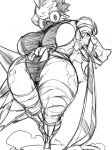  amphibian anthro asian_mythology big_breasts breasts east_asian_mythology eyewear female glasses hair hi_res humanoid japanese_mythology kappa kappa_lui_wan katana leg_wrap melee_weapon monochorome mythology ninja ninjato nsartist ranged_weapon short_hair short_stack shuriken side_boob sketch solo sword thick_thighs warrior weapon wide_hips yokai 