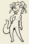  2023 anthro breasts digital_media_(artwork) featureless_breasts featureless_crotch female hi_res itsunknownanon lumi_(paledrake) mammal monochrome mustelid musteline nude open_mouth paledrake simple_background smile solo standing stoat tail true_musteline weasel white_background 