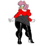  amy_rose anthro big_breasts big_butt black_clothing black_leggings black_legwear breasts butt clothing dress fat_rolls female footwear glistening glistening_clothing glistening_leggings glistening_legwear gloves grey_clothing grey_dress handwear high_heels leggings legwear looking_aside looking_at_viewer ms-prisma overweight raised_hips red_clothing red_shirt red_topwear sega shirt slightly_chubby solo sonic_the_hedgehog_(series) thick_arms thick_calves thick_thighs topwear white_clothing white_gloves white_handwear wide_hips 