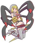  0peko blonde_hair breasts cosplay giratina head_scarf pokemon sash 