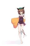  animal_ears bad_id bad_pixiv_id barefoot blush brown_hair cat_ears cat_tail chen feet flat_chest hands hat highres kurokuro lowleg lowleg_panties multiple_tails nekomata no_pants off_shoulder one_eye_closed panties pillow short_hair sketch sleepy solo tail touhou underwear yawning 