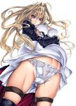  ass_visible_through_thighs blonde_hair blue_eyes breasts cameltoe covered_nipples crossed_arms from_below groin large_breasts long_hair looking_down panties saburou_(hgmg) sekirei sideboob solo thigh_strap thighs toned tsukiumi underwear white_panties 
