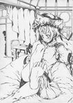  barefoot blush feet greyscale hat monochrome multiple_girls onozuka_komachi rod_of_remorse shiki_eiki short_hair soles toes touhou traditional_media watata13 