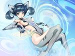  armpits black_hair blue_eyes breasts elbow_gloves fingerless_gloves gloves hitowa large_breasts legs original science_fiction short_hair short_twintails solo twintails 