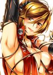  :q armpits between_breasts breasts brown_hair caffein cleavage highres large_breasts licking_lips lips meiko solo tongue tongue_out vocaloid 
