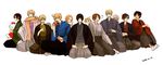  america_(hetalia) axis_powers_hetalia belarus_(hetalia) black_hair blonde_hair brown_hair canada_(hetalia) china_(hetalia) food france_(hetalia) germany_(hetalia) gilbird_(hetalia) glasses hamburger hello_kitty japan_(hetalia) looking_at_another looking_at_viewer multiple_boys northern_italy_(hetalia) open_mouth prussia_(hetalia) russia_(hetalia) scarf sealand_(hetalia) smile soda southern_italy_(hetalia) spain_(hetalia) united_kingdom_(hetalia) 