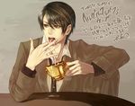  brown_hair cup furayu_(flayu) hands harry_potter male_focus open_mouth solo tom_marvolo_riddle 