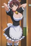  breasts brown_eyes brown_hair cleavage fujiwara_naeka huge_breasts kamen_no_maid_guy maid non-web_source screencap solo stitched third-party_edit 