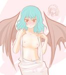  bad_id bad_pixiv_id blood blue_hair blush breasts coconoco izayoi_sakuya large_wings medium_breasts multiple_girls navel nipples nosebleed older red_eyes remilia_scarlet see-through thumbs_up topless touhou wings 