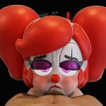  absurd_res adri164 bodily_fluids circus_baby_(fnaf) cum cum_on_face duo ejaculation female five_nights_at_freddy&#039;s flushed full_mouth genital_fluids genitals hair half-closed_eyes hi_res humanoid humanoid_genitalia humanoid_penis male masturbation narrowed_eyes oral oral_masturbation penis puffed_cheeks purple_eyes red_hair red_nose scottgames white_body 