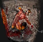  anthro canid canine dungeon fetter flying fox gore jeffusherb male mammal muscular skinny solo 